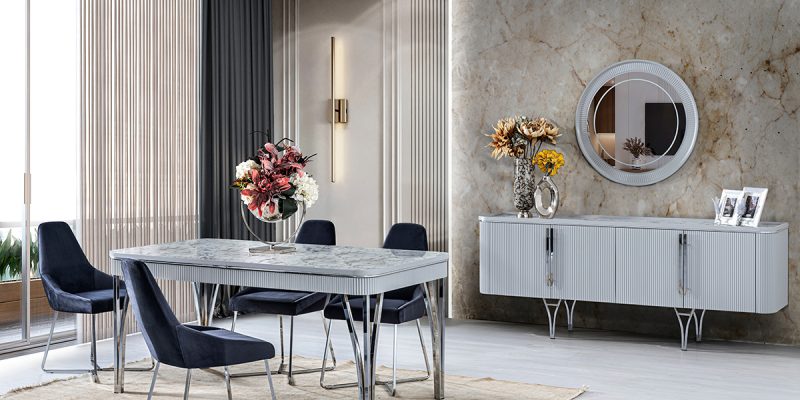 Alina Sis Gri Yemek Odası