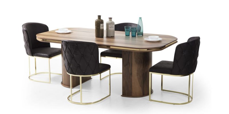 Ares Sandalye ( Cevize - Gold )